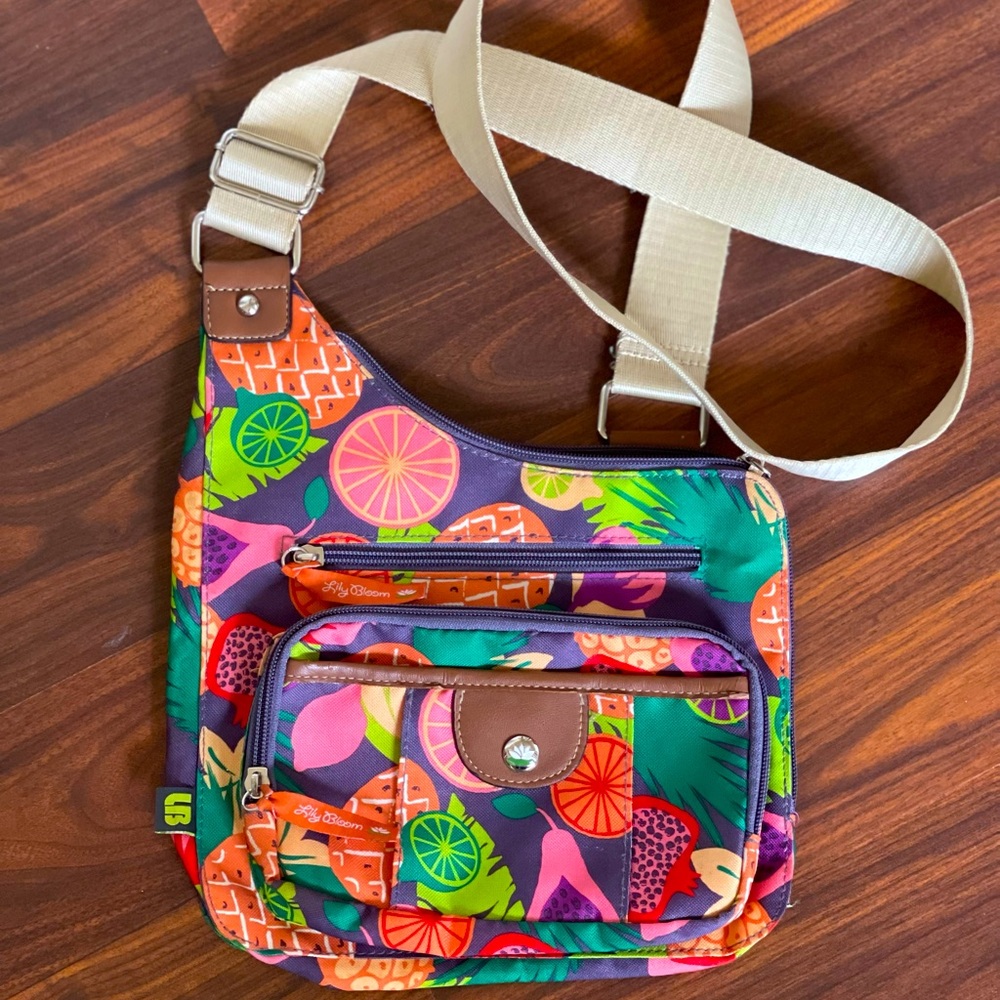 Lily Bloom Women’s Designer Crossbody, rare tropical fruit pattern